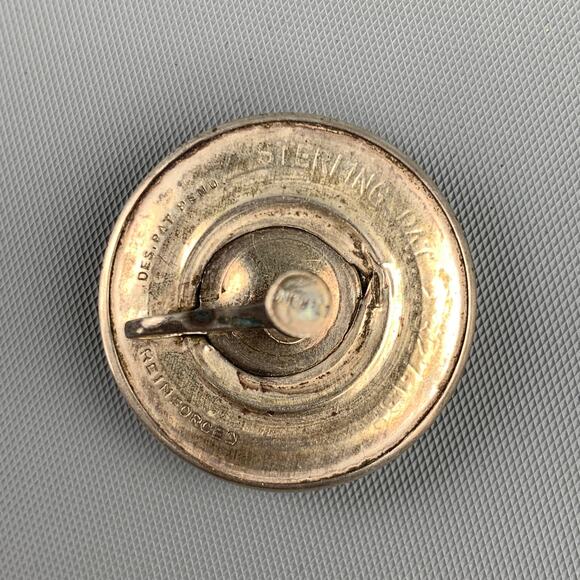 VINTAGE Sterling Silver Engraved Circle Earrings - Picture 3 of 4